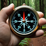 **A person lost in a forest of data, holding a compass pointing to "context," symbolizing the importance of understanding context in the information age.**