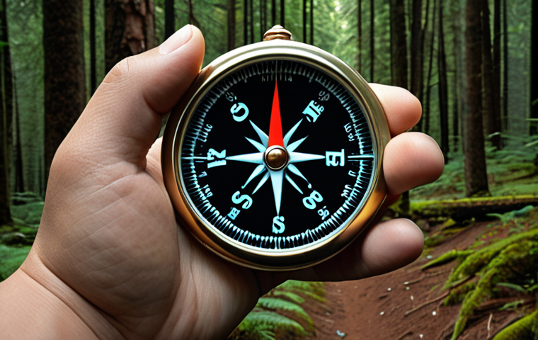 **A person lost in a forest of data, holding a compass pointing to "context," symbolizing the importance of understanding context in the information age.**